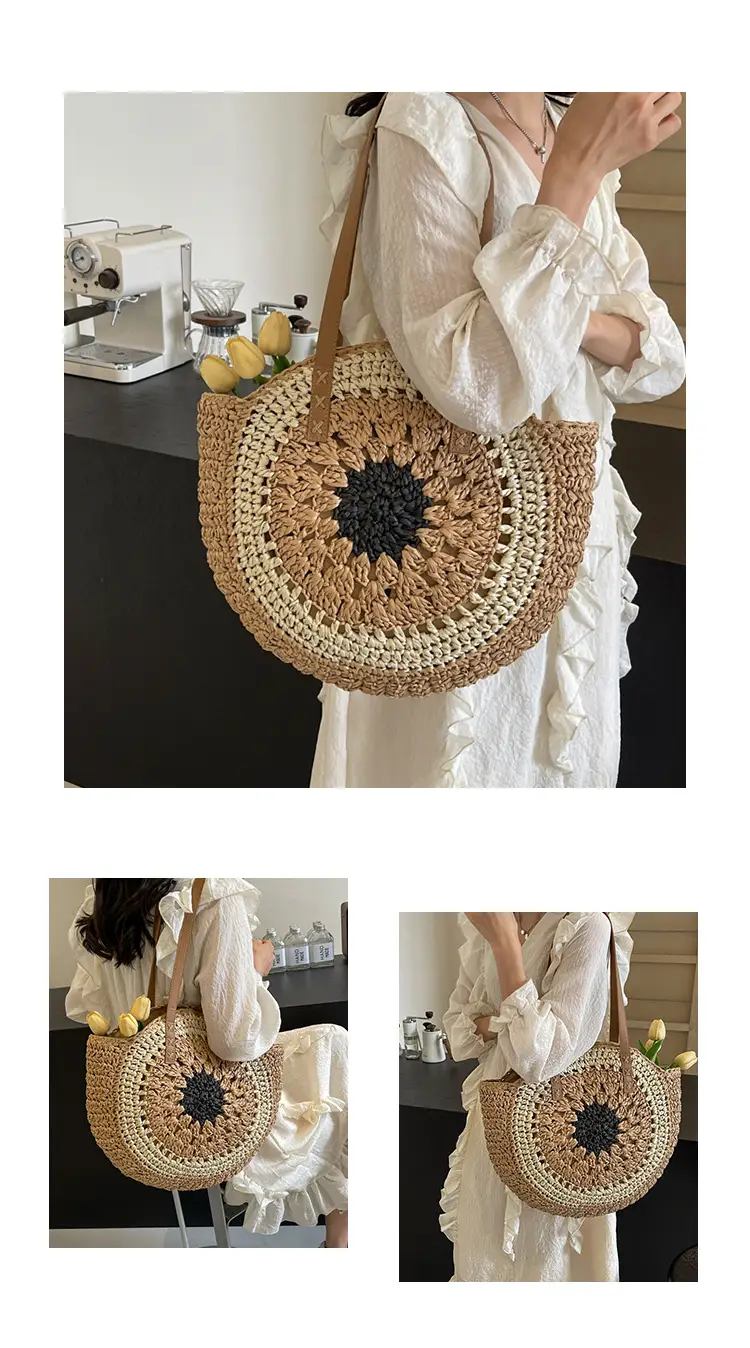 2025 Straw Shoulder Bag with Floral Design — feature 12