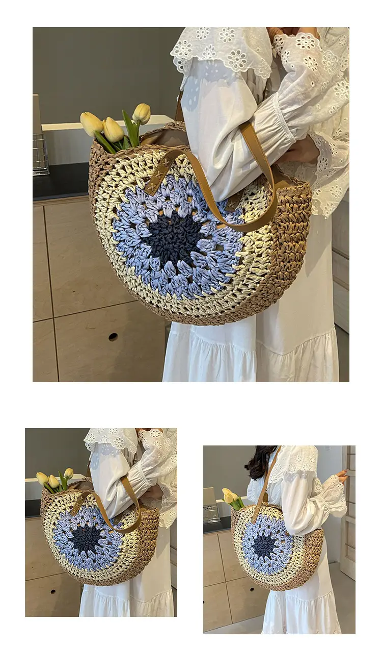 2025 Straw Shoulder Bag with Floral Design — feature 13