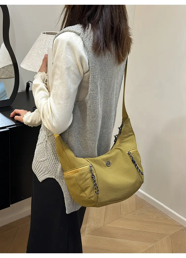 Women's Yellow Nylon Crossbody Bag Large Capacity 2025 — feature 23