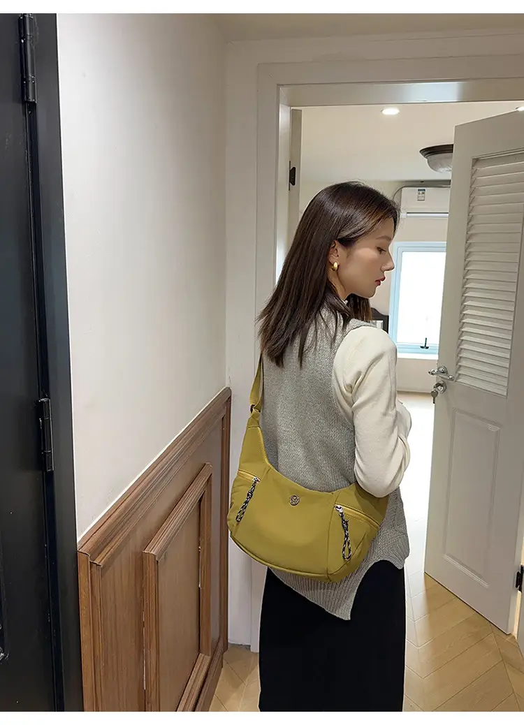 Women's Yellow Nylon Crossbody Bag Large Capacity 2025 — feature 24