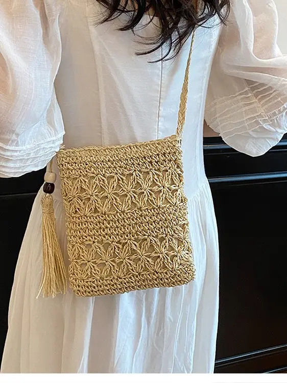 Hand-Woven Straw Crossbody Bag for Women - Image 5