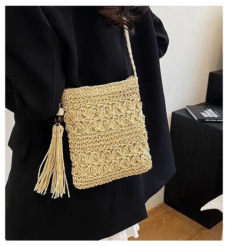 Hand-Woven Straw Crossbody Bag for Women — feature 1