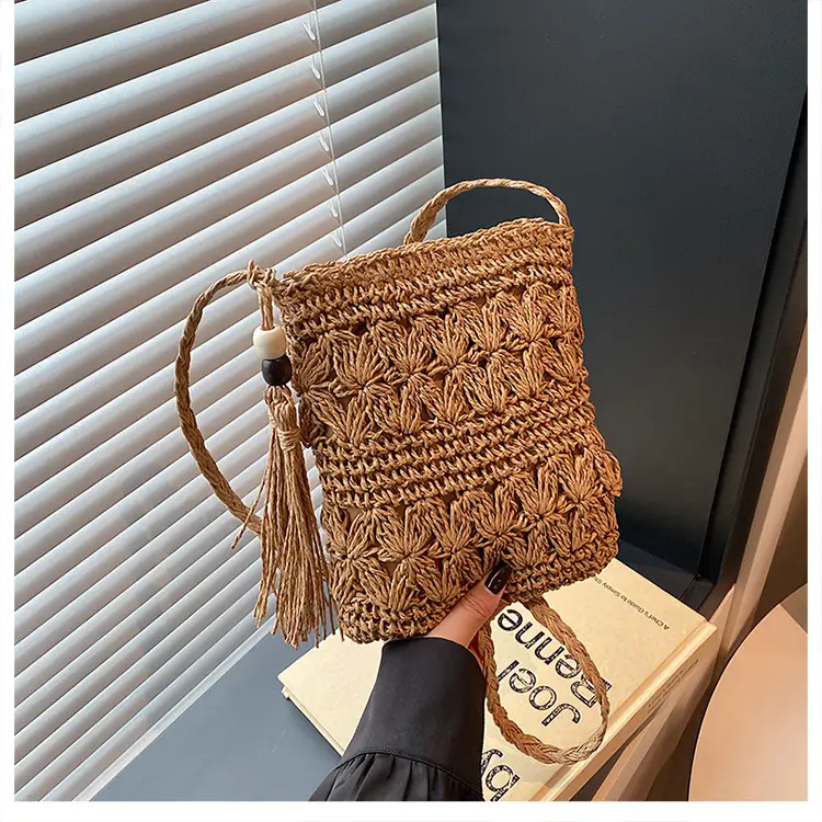 Hand-Woven Straw Crossbody Bag for Women - Image 2