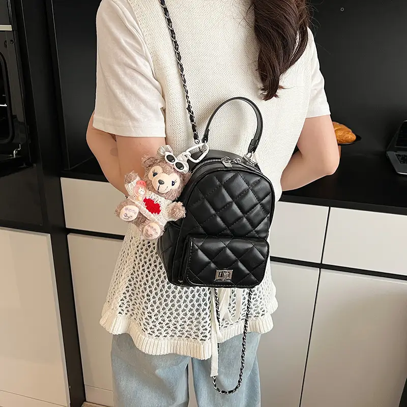 Red Rhombus Mini Backpack for Women - Image 10