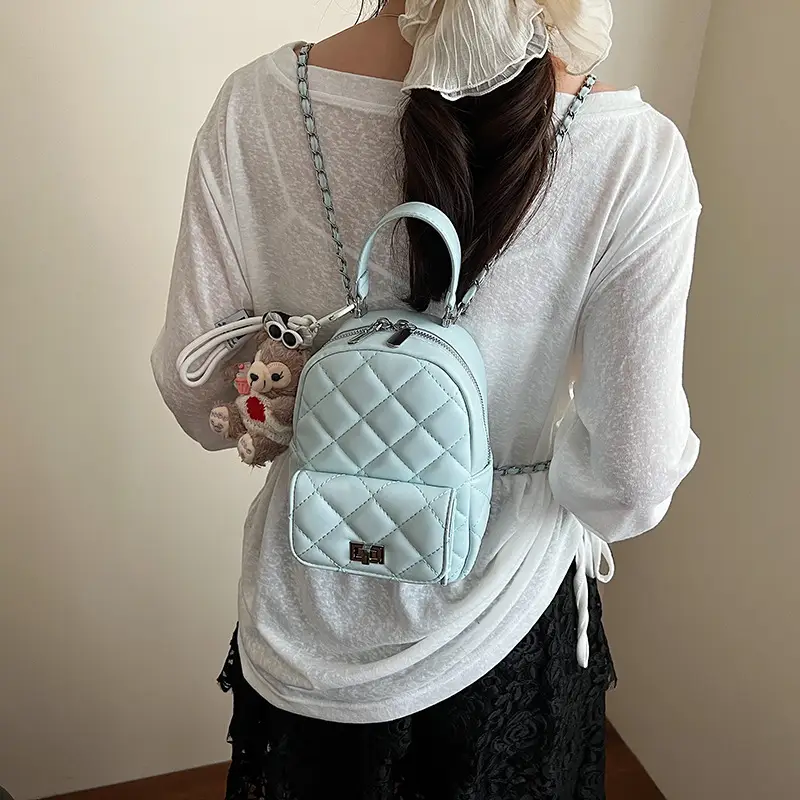 Red Rhombus Mini Backpack for Women - Image 11
