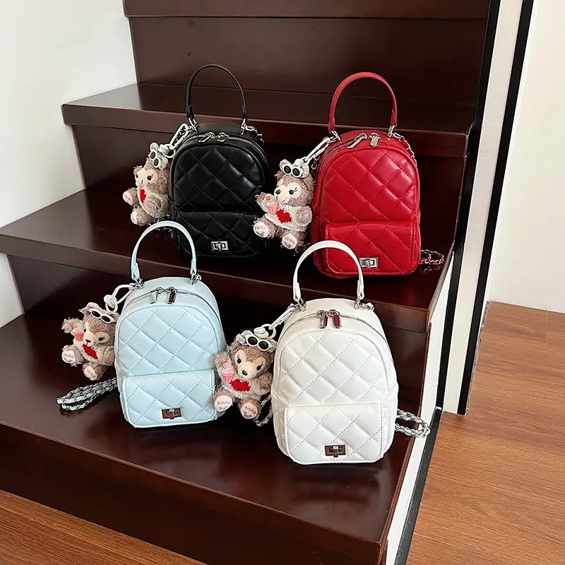 Red Rhombus Mini Backpack for Women - Image 12
