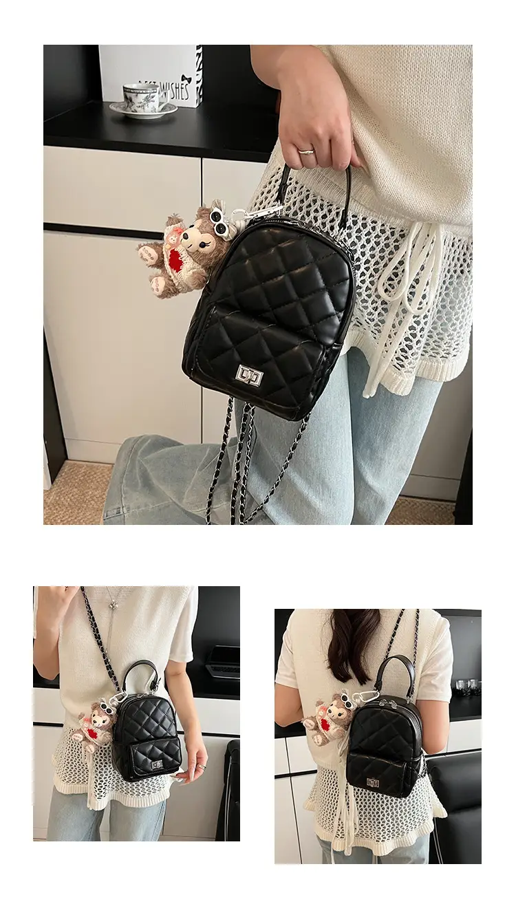 Red Rhombus Mini Backpack for Women — feature 11