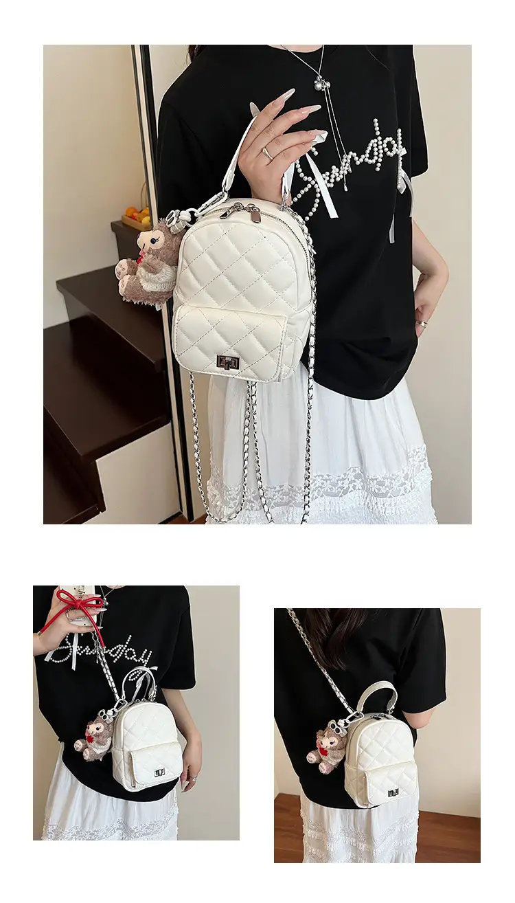 Red Rhombus Mini Backpack for Women — feature 13