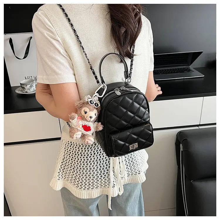 Red Rhombus Mini Backpack for Women — feature 23