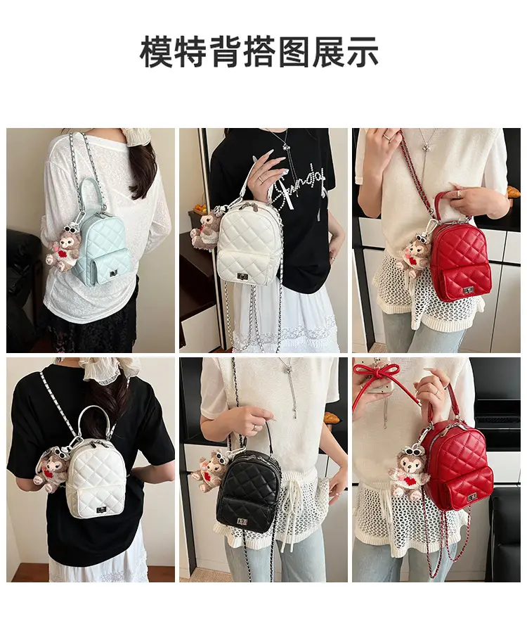 Red Rhombus Mini Backpack for Women — feature 9