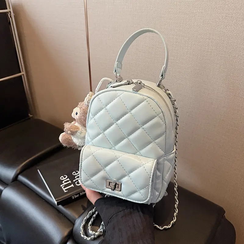 Red Rhombus Mini Backpack for Women - Image 4