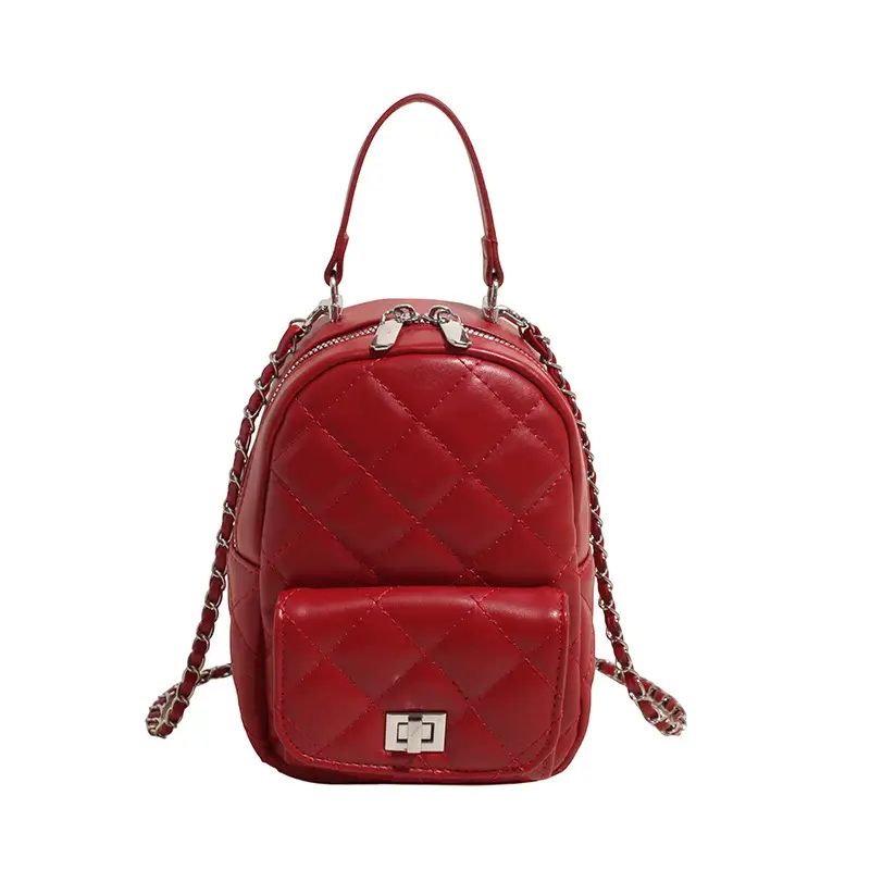 Red Rhombus Mini Backpack for Women - Image 7