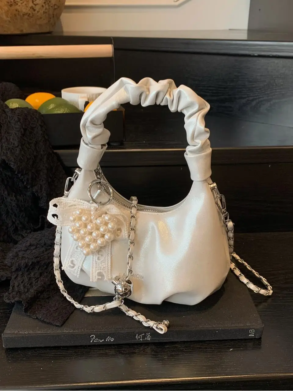 Women's Pleated Pearl Crossbody Bag 2025