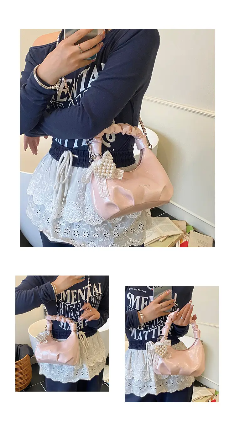 Women's Pleated Pearl Crossbody Bag 2025 — feature 12