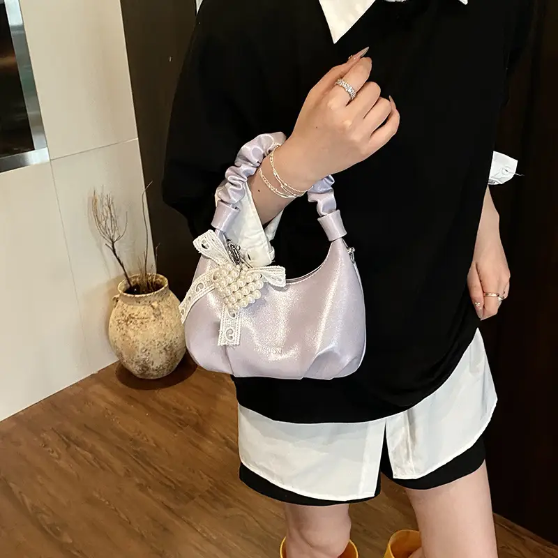 Women's Pleated Pearl Crossbody Bag 2025