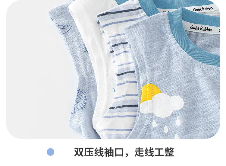 2025 New Boys Sleeveless T-Shirt Striped Blue Elephant Print â feature 9