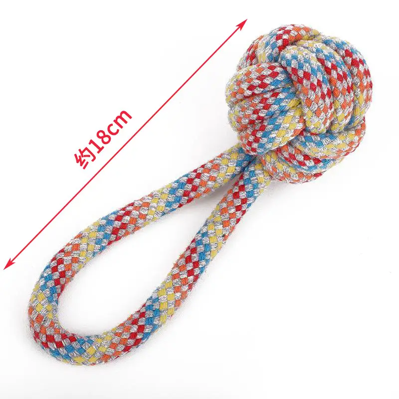 Dog Toy Rope Knot Ball Puppy Chewing Rope Labrador Border Collie Golden Retriever Tug-Of-War Rope Fun Tug-Of-War Rope