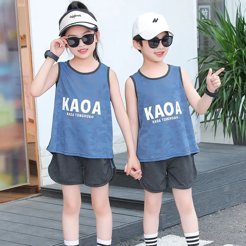 Children's Mesh Sleeveless Vest Suit Summer Basketball Uniform - Image 9