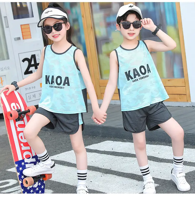 Children's Mesh Sleeveless Vest Suit Summer Basketball Uniform — feature 15