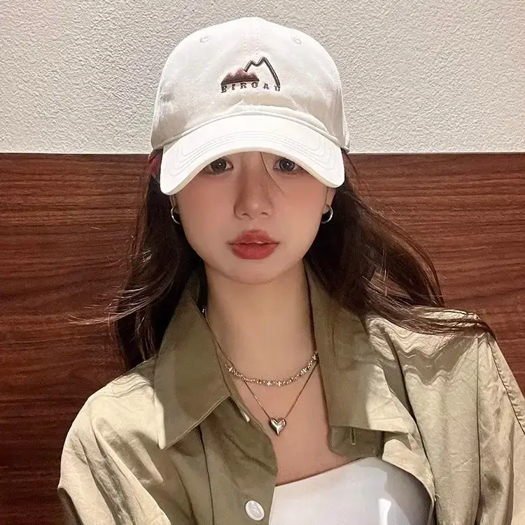 White Japanese Mountain Embroidery Baseball Cap for Women - Image 6