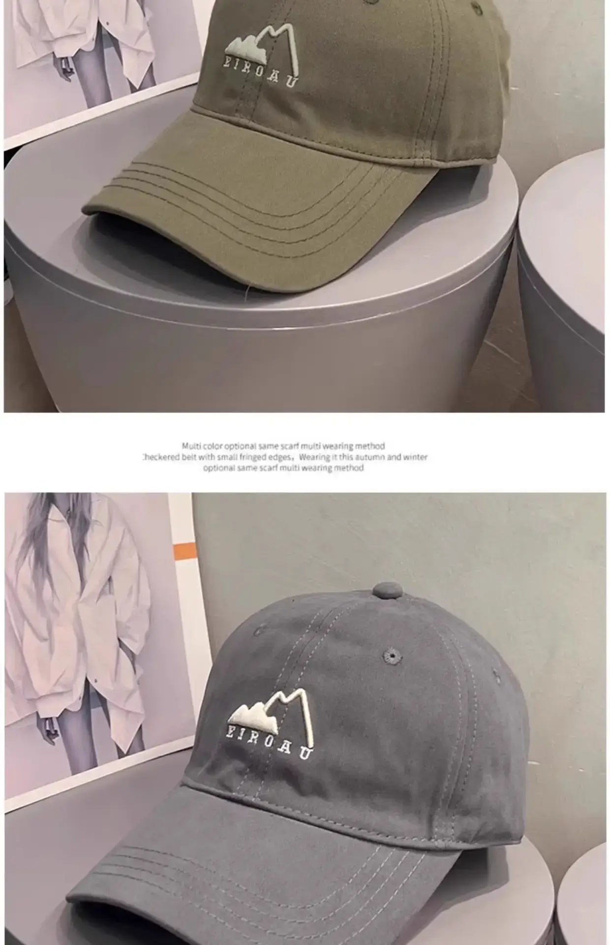 White Japanese Mountain Embroidery Baseball Cap for Women — feature 20