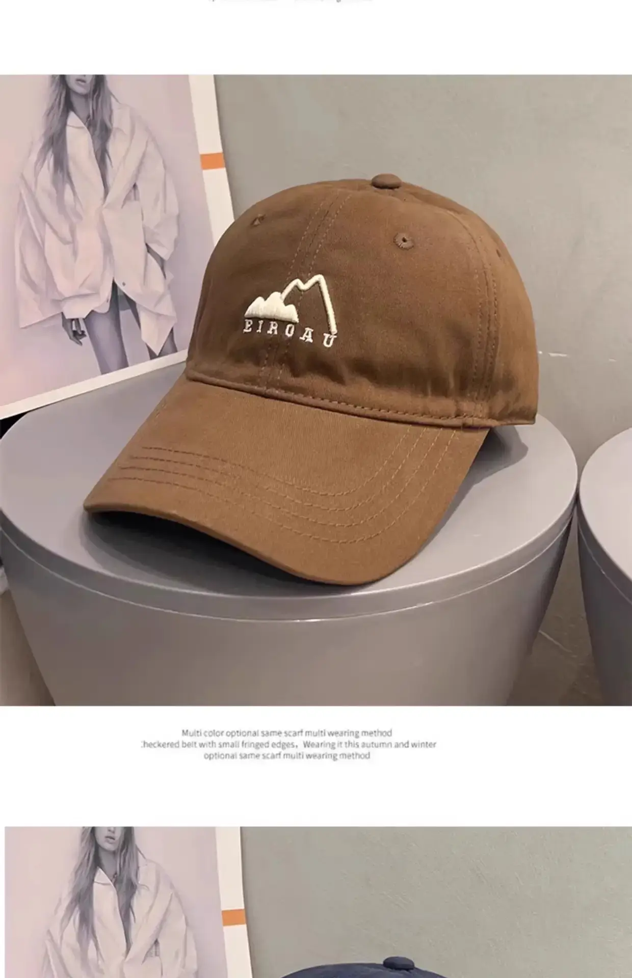White Japanese Mountain Embroidery Baseball Cap for Women — feature 22