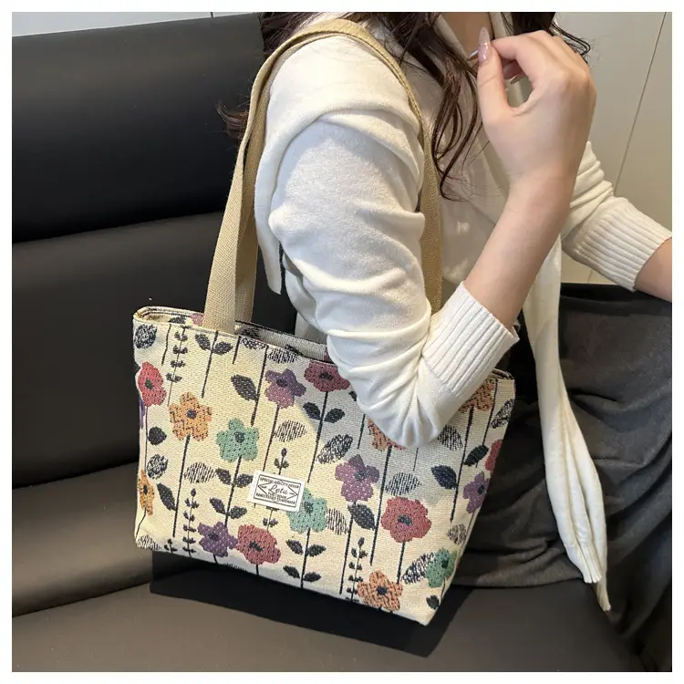 Women's Floral Canvas Shoulder Bag Large Capacity 2025 — feature 12
