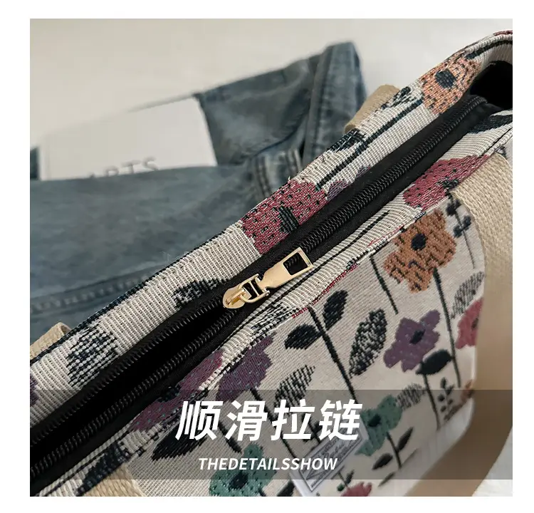 Women's Floral Canvas Shoulder Bag Large Capacity 2025 — feature 4