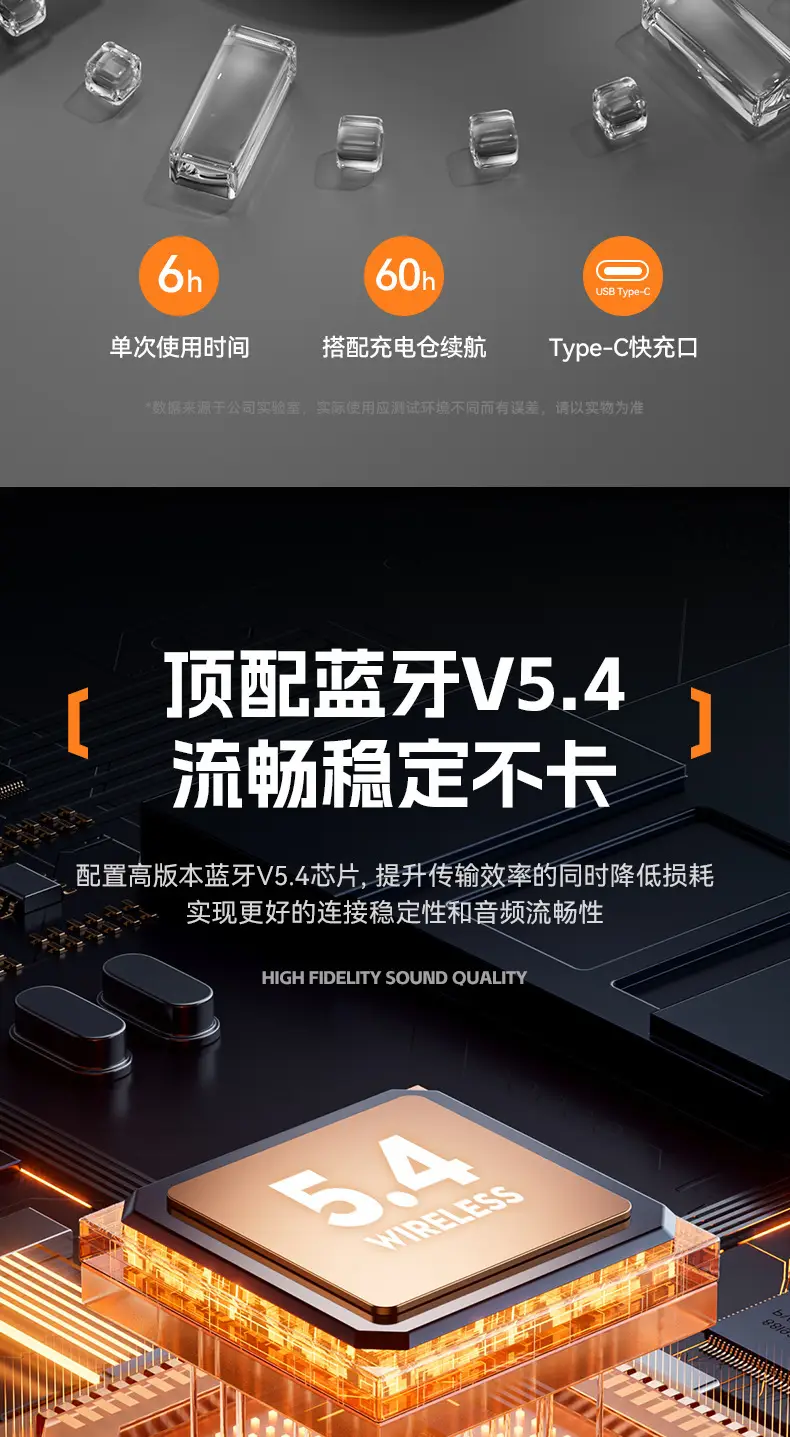 Smart Ai Translation Wireless Bluetooth Headphones Orange Black — feature 17