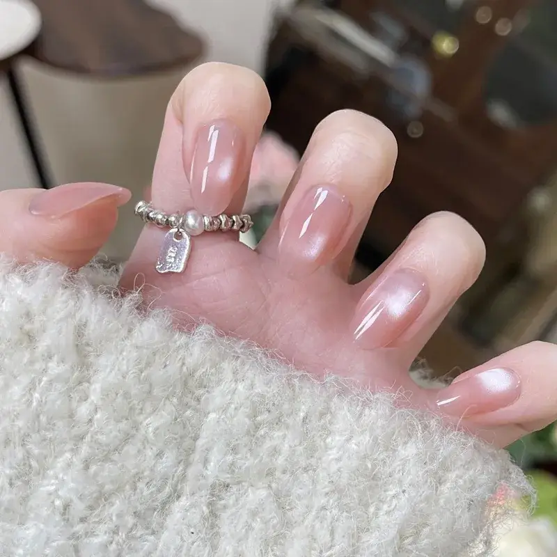Nude Color Side Suction Cat Eye Nail Art - Image 27
