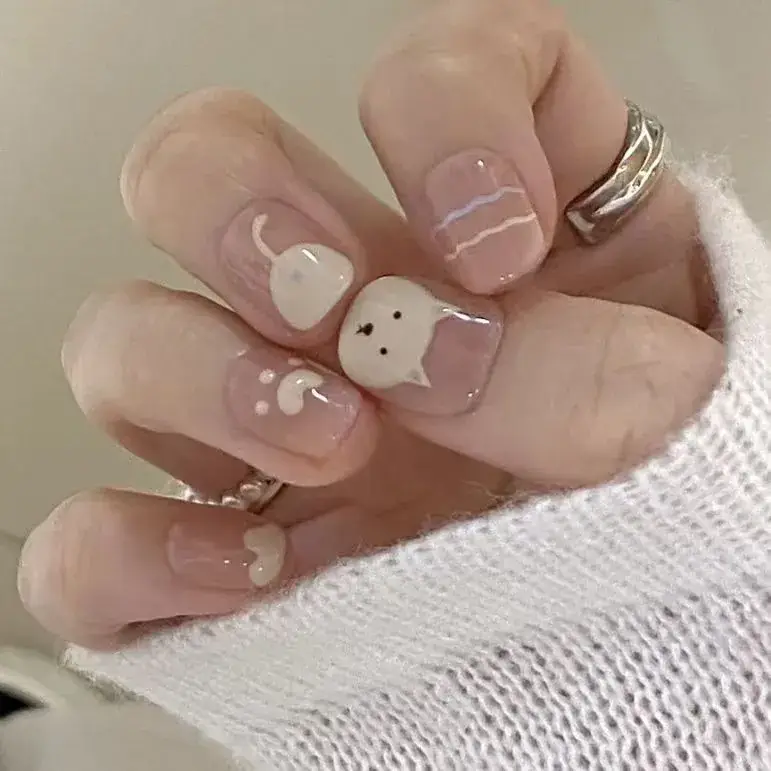 Nude Color Side Suction Cat Eye Nail Art - Image 31