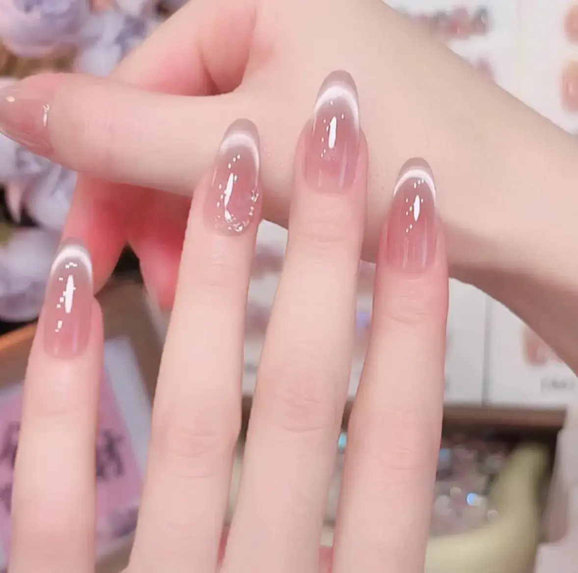 Nude Color Side Suction Cat Eye Nail Art - Image 37