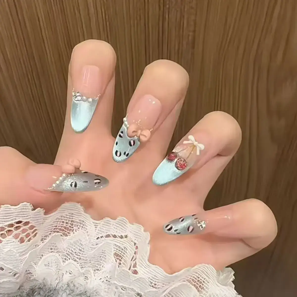 Nude Color Side Suction Cat Eye Nail Art - Image 40