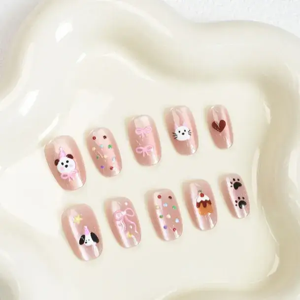 Nude Color Side Suction Cat Eye Nail Art - Image 44