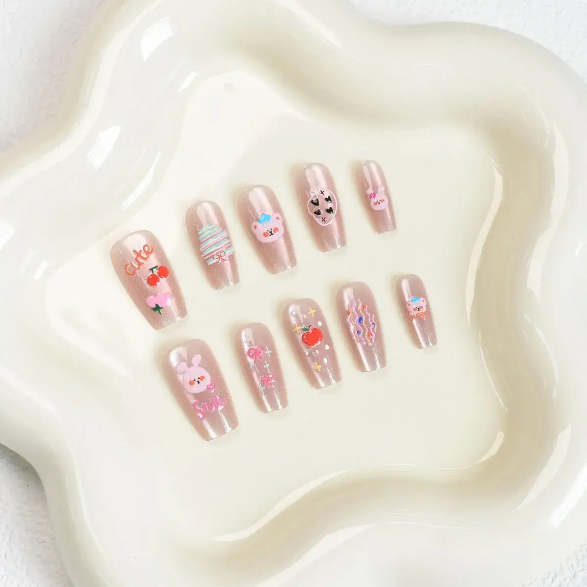 Nude Color Side Suction Cat Eye Nail Art - Image 45