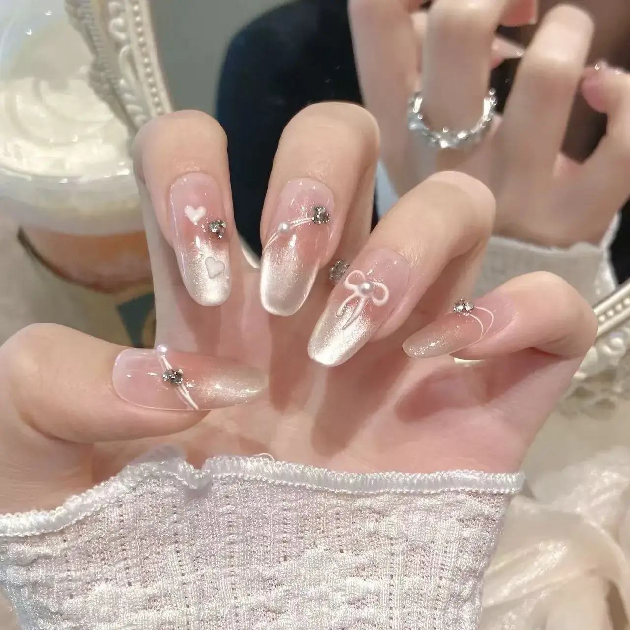 Nude Color Side Suction Cat Eye Nail Art - Image 48