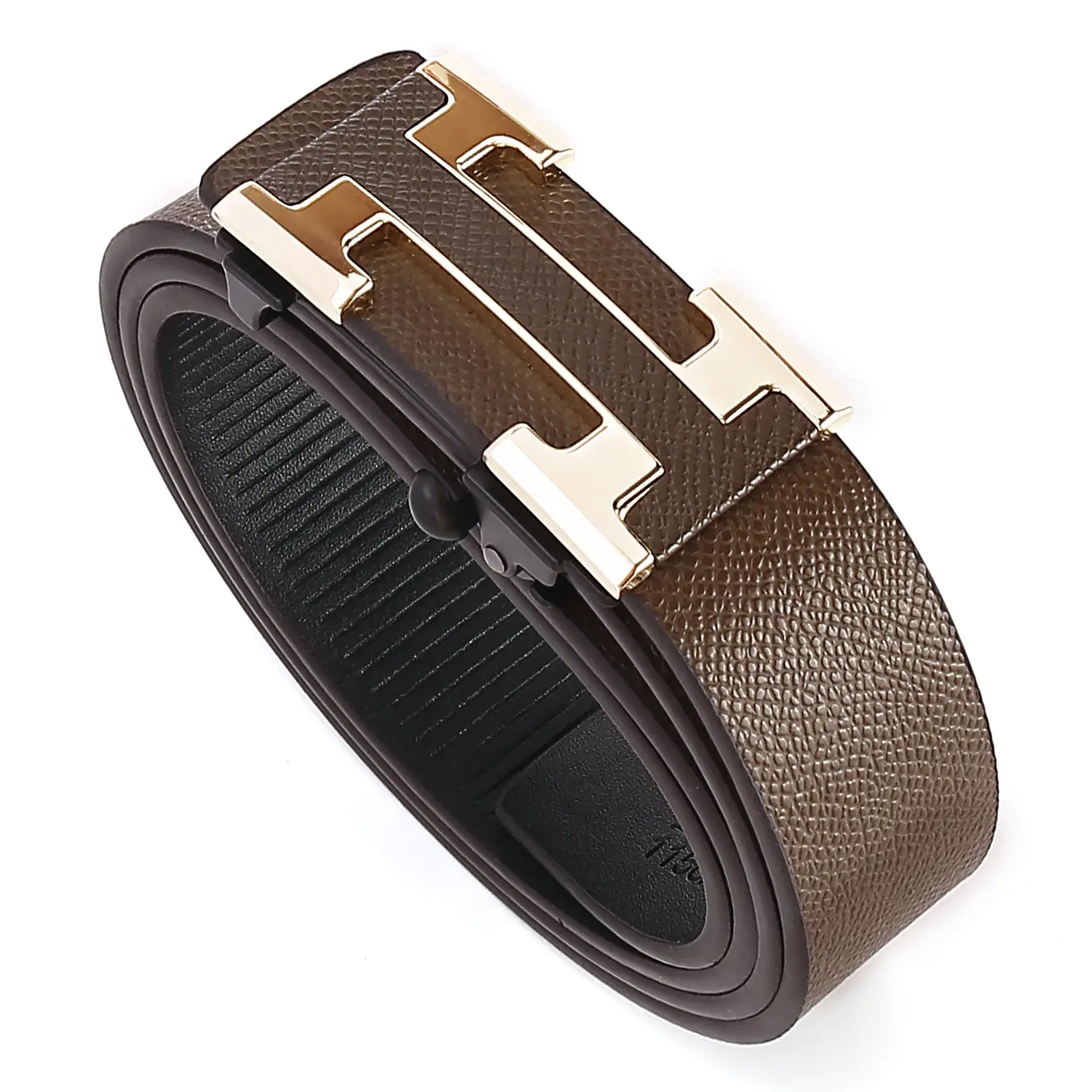 Men's H-Buckle Belt with Two-Layer Cowhide Strap - Image 2