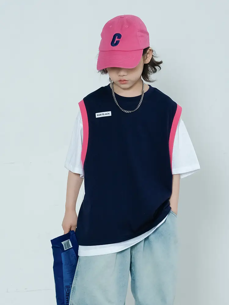 Summer Boys T-Shirt Navy White Cross Border Kids - Image 6