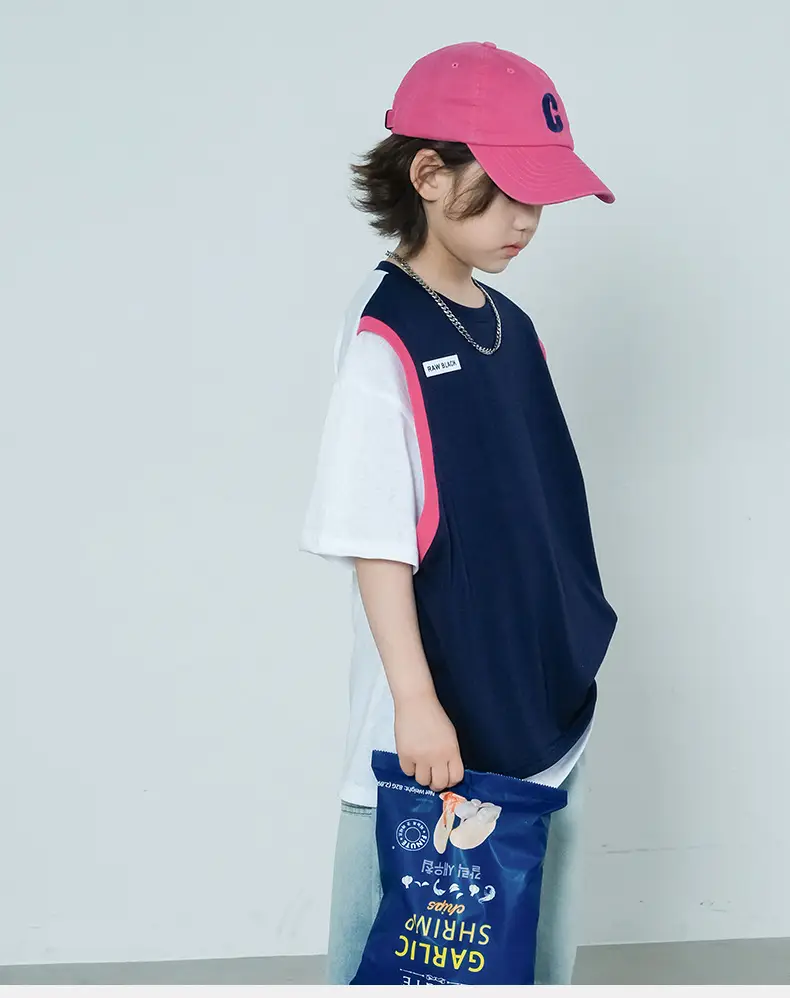 Summer Boys T-Shirt Navy White Cross Border Kids — feature 12