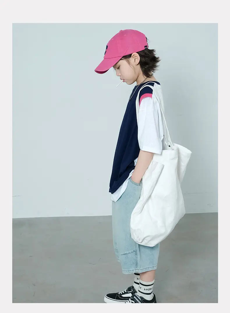 Summer Boys T-Shirt Navy White Cross Border Kids — feature 14