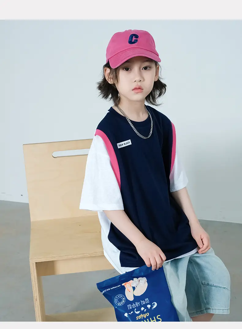 Summer Boys T-Shirt Navy White Cross Border Kids — feature 16
