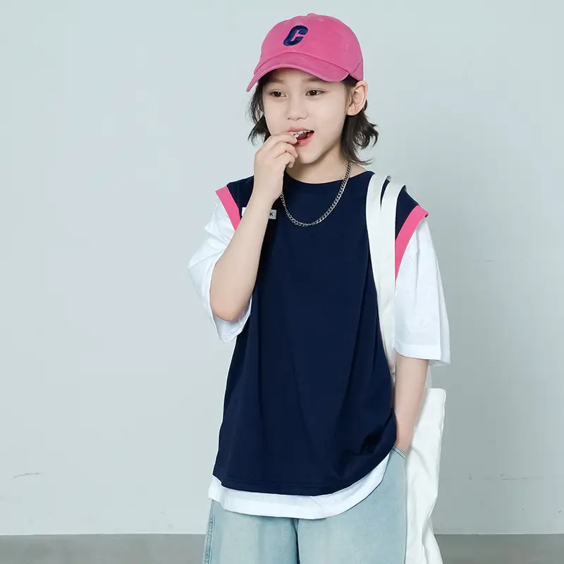 Summer Boys T-Shirt Navy White Cross Border Kids — feature 3