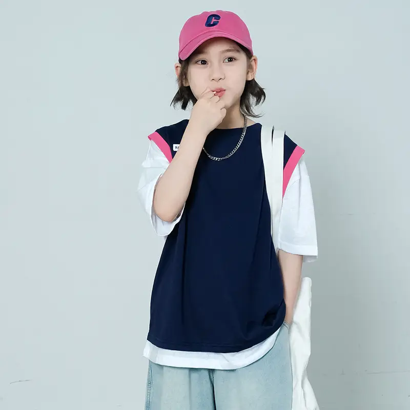 Summer Boys T-Shirt Navy White Cross Border Kids — feature 4