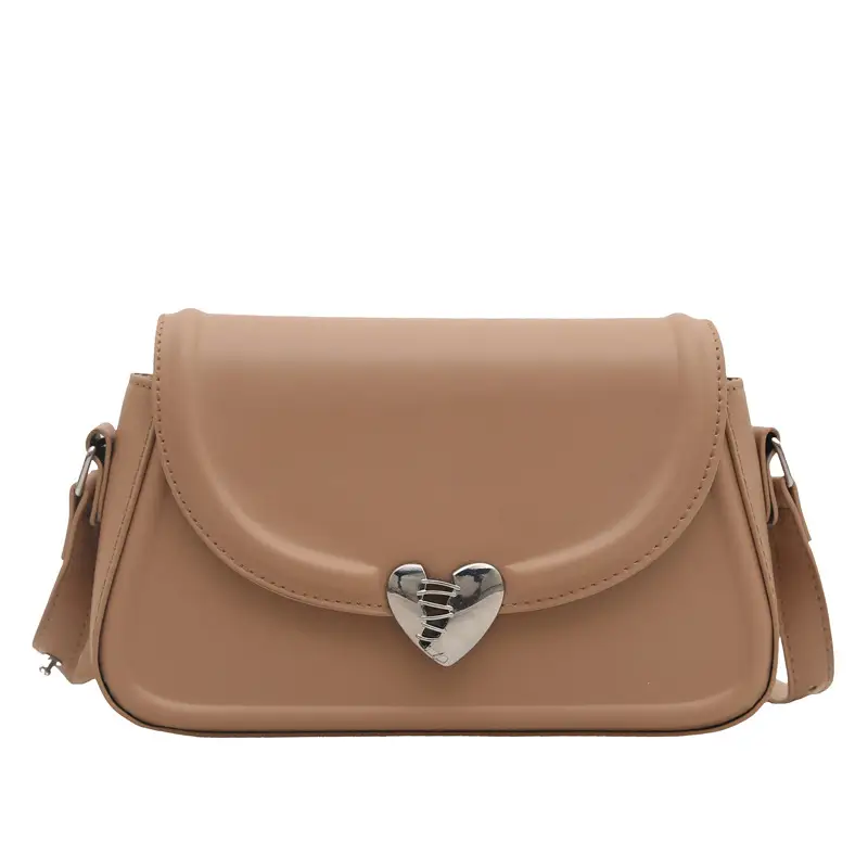 Pink French Style Heart Lock Shoulder Bag for Women - Image 10