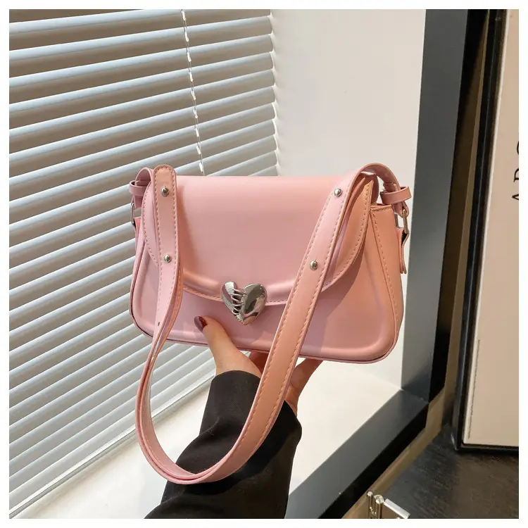 Pink French Style Heart Lock Shoulder Bag for Women — feature 15
