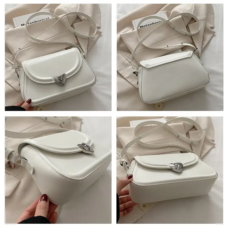 Pink French Style Heart Lock Shoulder Bag for Women — feature 9