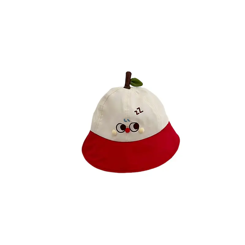 Children's Apple-Themed Cap Red Pink White Big Brim - Image 6