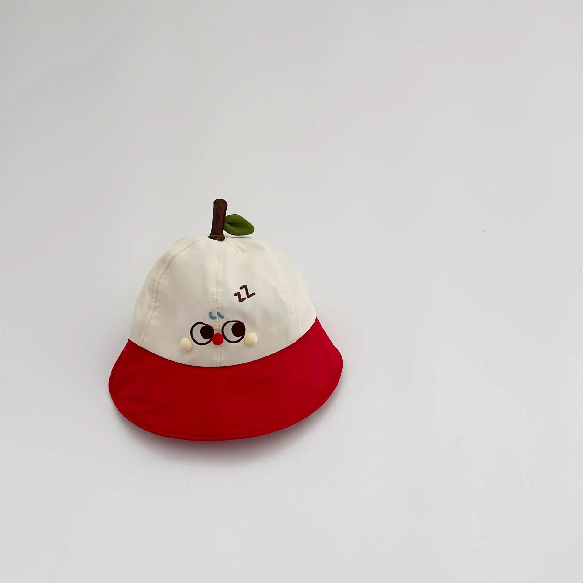Children's Apple-Themed Cap Red Pink White Big Brim — feature 5