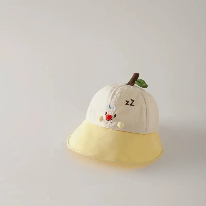 Children's Apple-Themed Cap Red Pink White Big Brim — feature 6