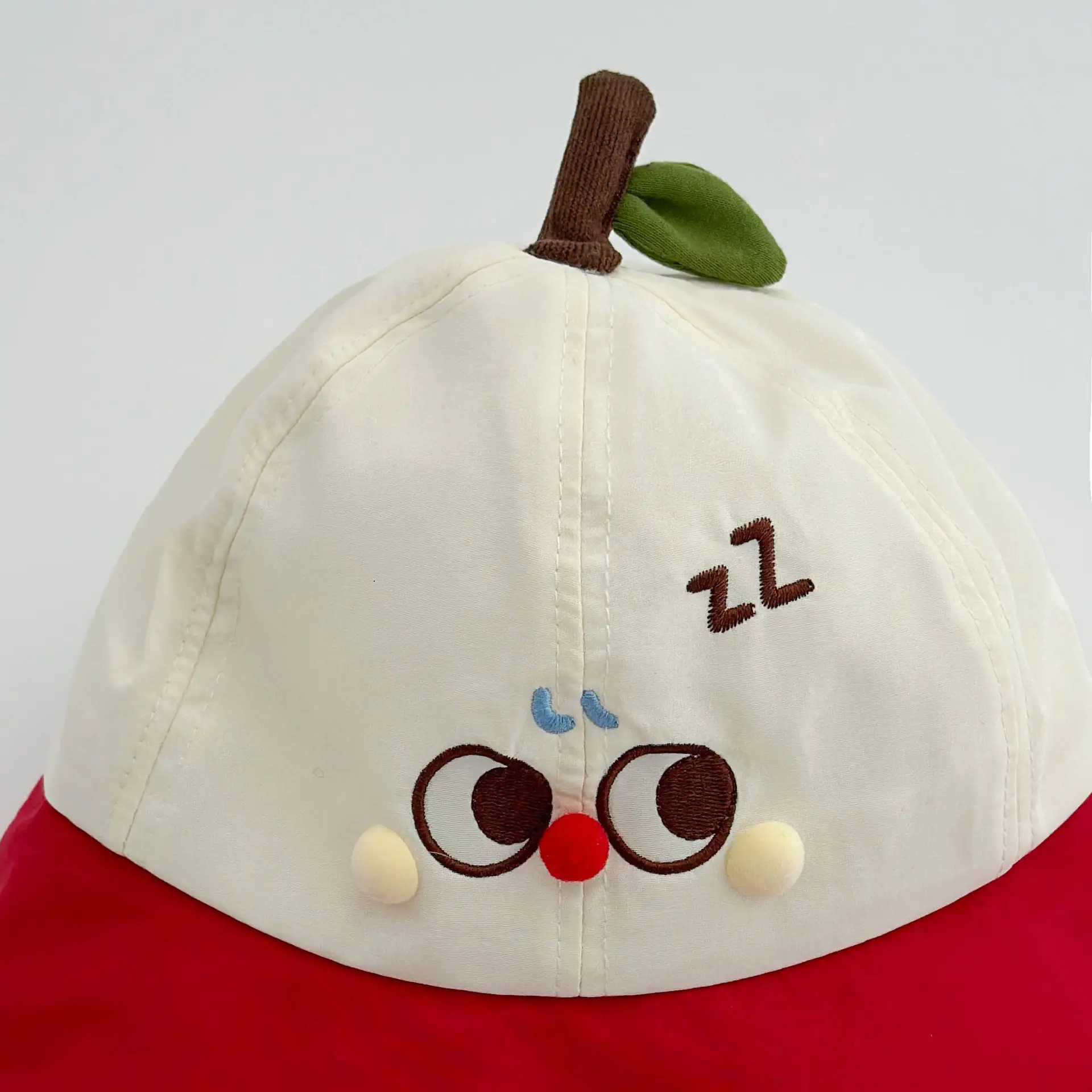 Children's Apple-Themed Cap Red Pink White Big Brim — feature 8